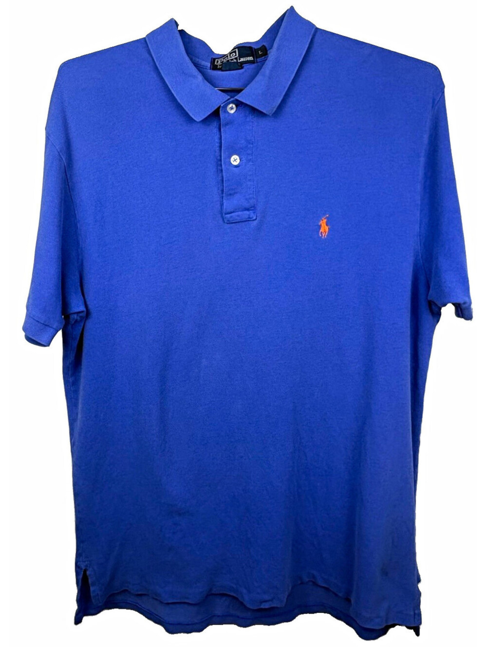 Vintage Polo by Ralph Lauren Polo Shirt Cobalt Blue Orange Pony Men's L Peru